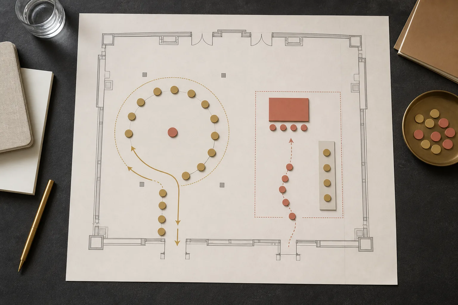 360 photo booth vs printed photo booth floor plan comparing activity zones and guest flow
